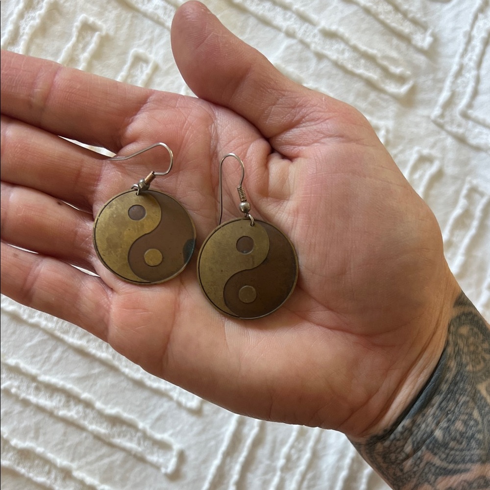 Yin Yang Metal Earrings
